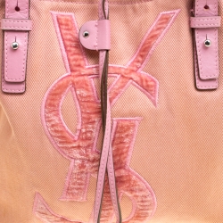Pre Owned Saint Laurent Pink Fabric Kahala Drawstring Tote