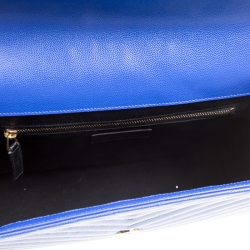 Pre Owned Saint Laurent Blue Leather Monogram Envelope Shoulder Bag