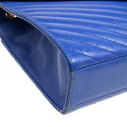 Pre Owned Saint Laurent Blue Leather Monogram Envelope Shoulder Bag