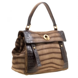 Pre Owned حقيبة يد سان لوران باريس ميوز تو جلد بنية متوسطة