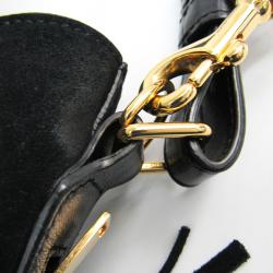 Pre Owned Saint Laurent Paris Black Suede Emmanuelle Fringe Bucket Bag
