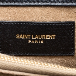 مملوكة مسبقًا حقيبة سان لوران ميوز بيد علوية مزدوجة جلد بيج/سوداء صغيرة