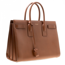 مملوكة مسبقًا Saint Laurent Brown Leather Large Sac De Jour Tote