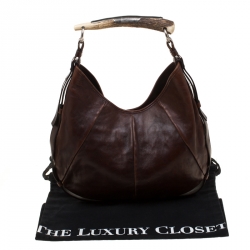 Saint Laurent Brown Leather Mombasa Hobo