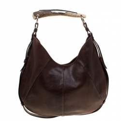 Saint Laurent Brown Leather Mombasa Hobo