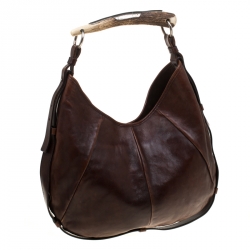 Saint Laurent Brown Leather Mombasa Hobo