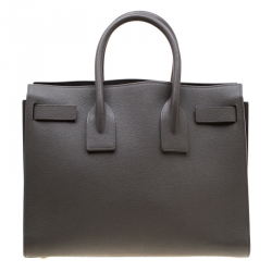 مملوكة مسبقًا حقيبة سان لوران يد علوية بيبي ساك دو جور جلد رمادية