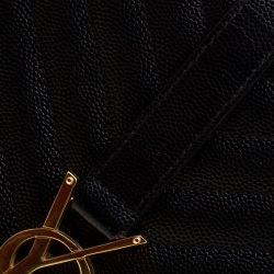 Saint Laurent Black Leather Monogram Envelope Shoulder Bag
