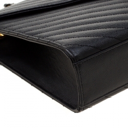 Saint Laurent Black Leather Monogram Envelope Shoulder Bag