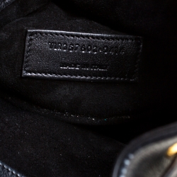 Pre Owned Saint Laurent Black Leather Small Emmanuelle Fringed Bucket Bag