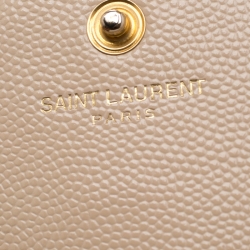 مملوكة مسبقًا Saint Laurent Beige Leather Monogram Envelope Wallet-On-Chain