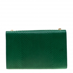 Pre Owned  حقيبة كتف سان لوران كايت مونوغرامي جلد ثعبان خضراء