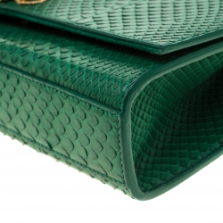 Pre Owned  حقيبة كتف سان لوران كايت مونوغرامي جلد ثعبان خضراء