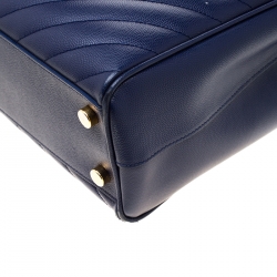 مملوكة مسبقًا Saint Laurent Blue Matelasse Leather Cassandre Shopper Tote