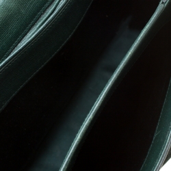 Pre Owned Saint Laurent Green Textured Leather Medium Chyc Flap Bag