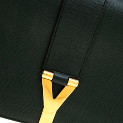 Pre Owned Saint Laurent Green Textured Leather Medium Chyc Flap Bag