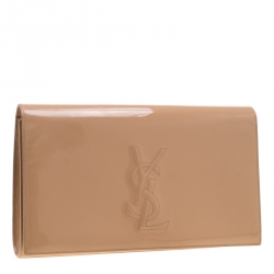 مملوكة مسبقًا حقيبة كلتش سان لوران قلاب بل دو جور جلد لامعة خضراء