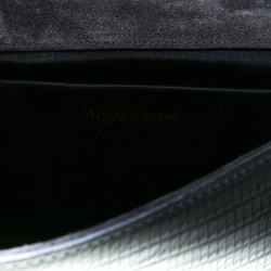 Pre Owned Saint Laurent Black/Grey Ombre Lizard Embossed Leather Large Chyc Clutch