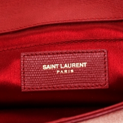 Pre Owned Saint Laurent Red Leather Large Chyc Clutch