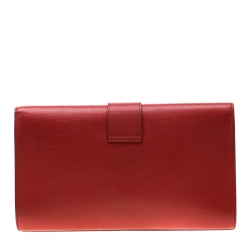 Pre Owned Saint Laurent Red Leather Large Chyc Clutch