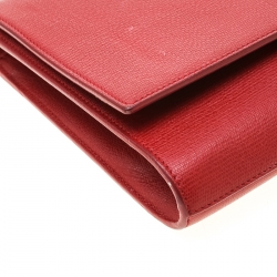 Pre Owned Saint Laurent Red Leather Large Chyc Clutch