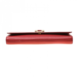 Pre Owned Saint Laurent Red Leather Large Chyc Clutch