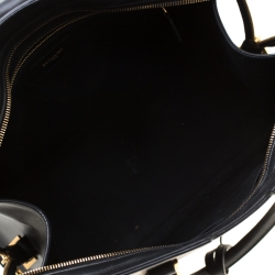 Saint Laurent Black Textured Leather Medium Cabas Chyc Satchel
