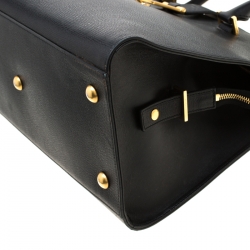 Saint Laurent Black Textured Leather Medium Cabas Chyc Satchel
