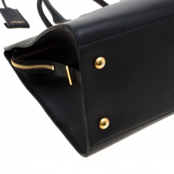 Saint Laurent Black Textured Leather Medium Cabas Chyc Satchel
