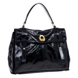 مملوكة مسبقًا Saint Laurent Paris Black Patent Leather and Suede Large Muse Two Bag