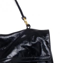 مملوكة مسبقًا Saint Laurent Paris Black Patent Leather and Suede Large Muse Two Bag