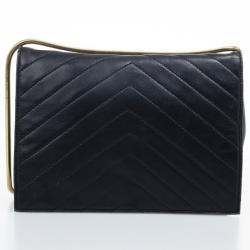Pre Owned  Yves Saint Laurent Vintage Chevron Black Envelope Clutch Bag