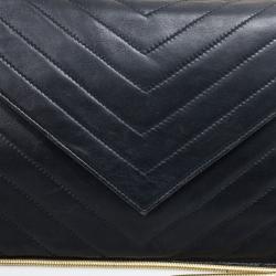 Pre Owned  Yves Saint Laurent Vintage Chevron Black Envelope Clutch Bag