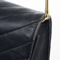 Pre Owned  Yves Saint Laurent Vintage Chevron Black Envelope Clutch Bag