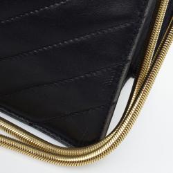 Pre Owned  Yves Saint Laurent Vintage Chevron Black Envelope Clutch Bag