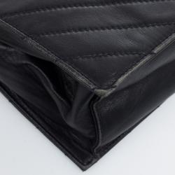 Pre Owned  Yves Saint Laurent Vintage Chevron Black Envelope Clutch Bag