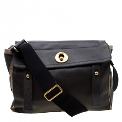 Saint Laurent Paris Grey Leather and Fabric Muse Two Messenger Bag