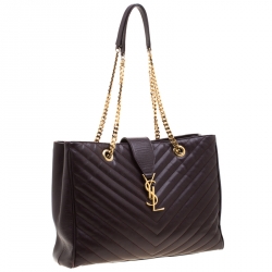 مملوكة مسبقًا Saint Laurent Paris Burgundy Matelasse Leather Cassandre Shopper Tote