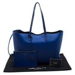 مملوكة مسبقًا Saint Laurent Paris Blue Leather Shopper Tote