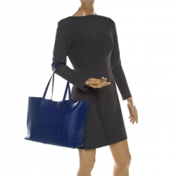 مملوكة مسبقًا Saint Laurent Paris Blue Leather Shopper Tote