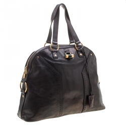 Pre Owned Saint Laurent Black Leather Oversized Muse Satchel