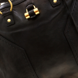 Pre Owned Saint Laurent Black Leather Oversized Muse Satchel