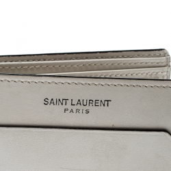 مملوكة مسبقًا محفظة سان لوران طية مزدوجة فراغمنتز ايست/ ويست جلد بيج فاتحة