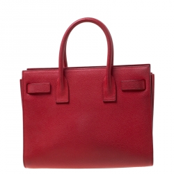 Saint Laurent Paris Red Leather Baby Sac De Jour Tote