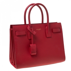 Saint Laurent Paris Red Leather Baby Sac De Jour Tote