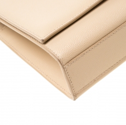 Pre Owned Saint Laurent Paris Beige Leather Medium Kate Shoulder Bag