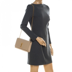 Pre Owned Saint Laurent Paris Beige Leather Medium Kate Shoulder Bag