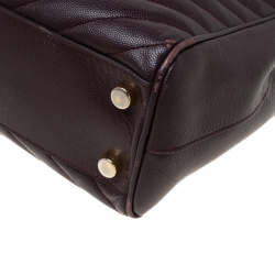 Pre Owned Saint Laurent Paris Burgundy Matelasse Leather Cassandre Shopper Tote