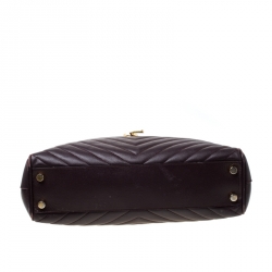 Pre Owned Saint Laurent Paris Burgundy Matelasse Leather Cassandre Shopper Tote