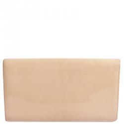 Pre Owned Saint Laurent Paris Nude Patent Leather Belle De Jour Flap Clutch